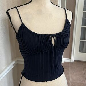 Mi Amore navy blue ribbed crop top Size XS